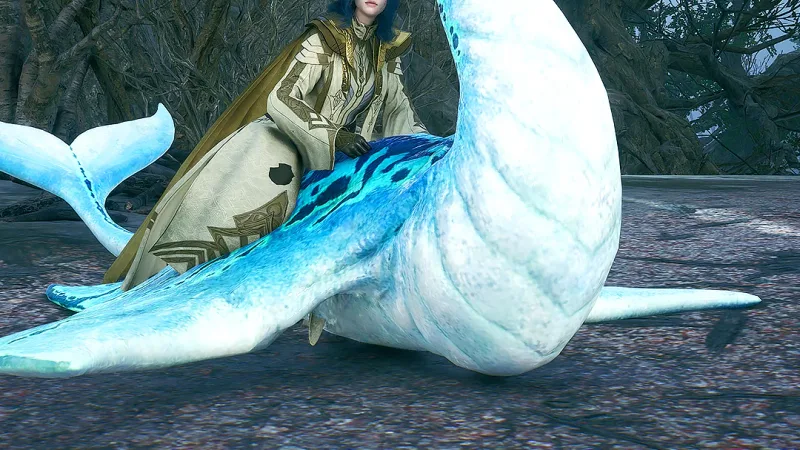A swan-like mount — one of the 300+ pets and mounts that feed the Genus Insight progression system